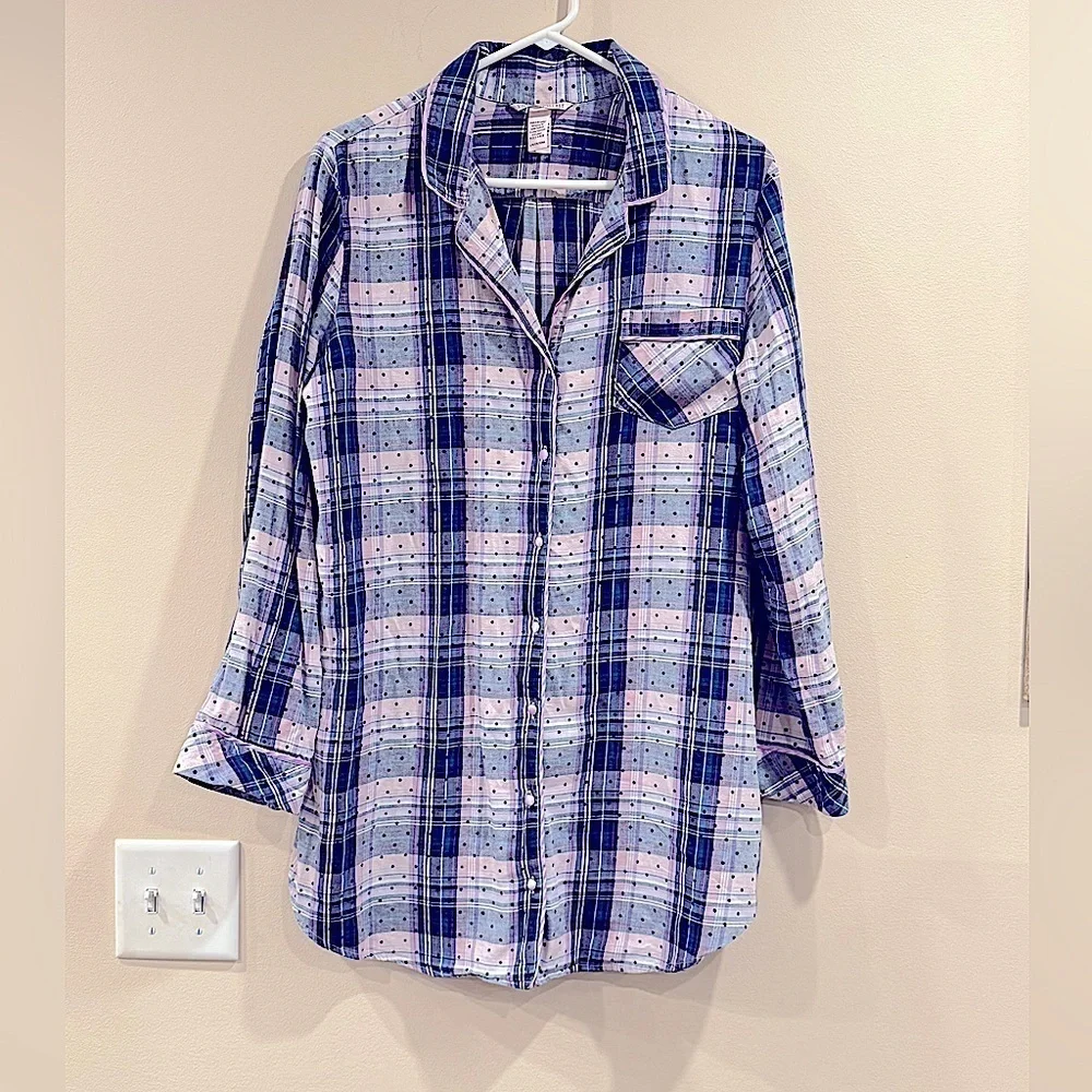 🔥Victoria’s Secret Plaid Button-Up Pajama Top🔥
